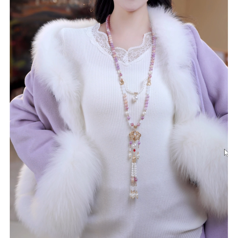 非金属仿珍珠吊坠 新中式珍珠背云项链815658 815673