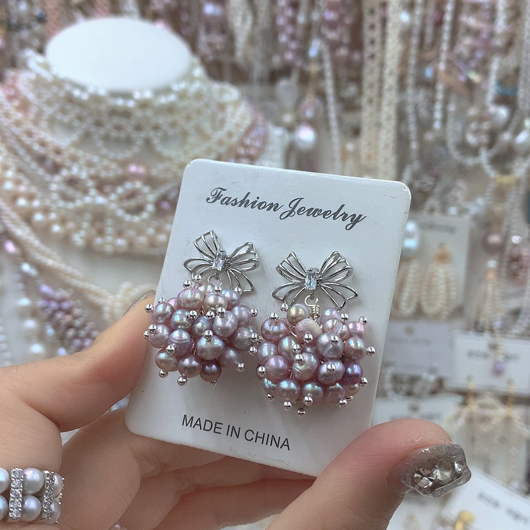 淡水珍珠耳饰银S925镶嵌