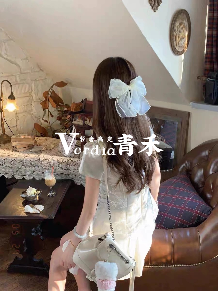 清冷新中式国风改良薄款袖旗袍夏季褶皱时尚短裙短裙半身裙苏州
