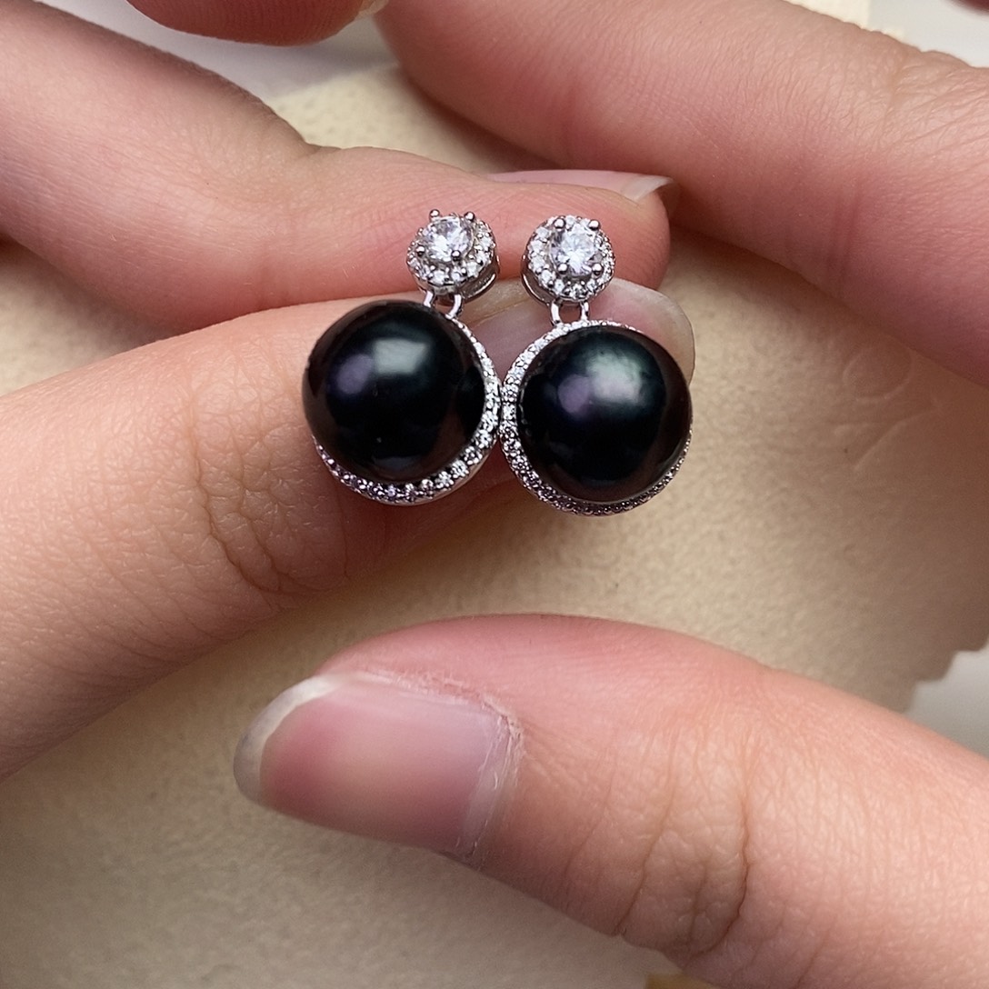 海水珍珠耳饰银S925镶嵌