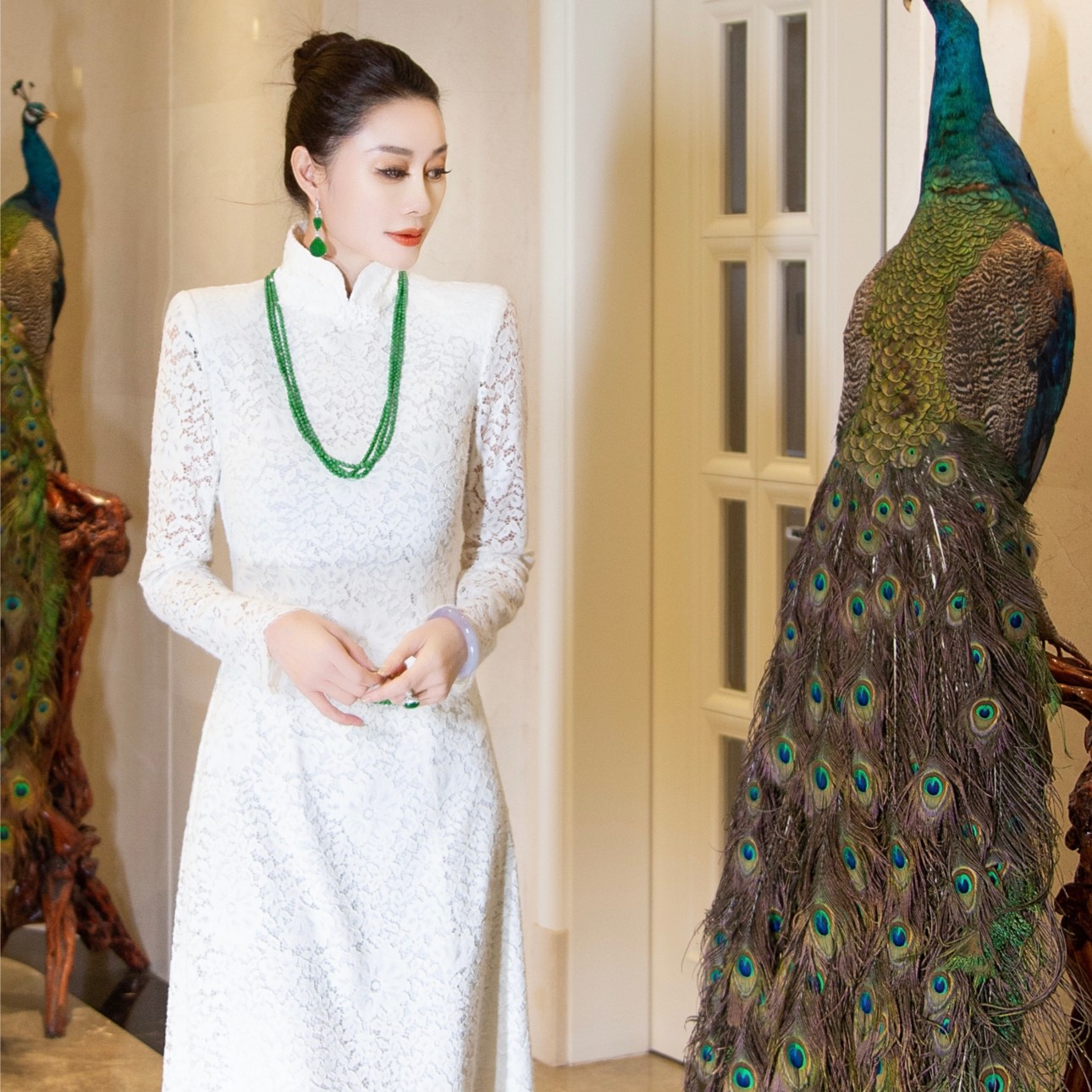 FS中式立领长款蕾丝连衣裙(这是加长款！）新