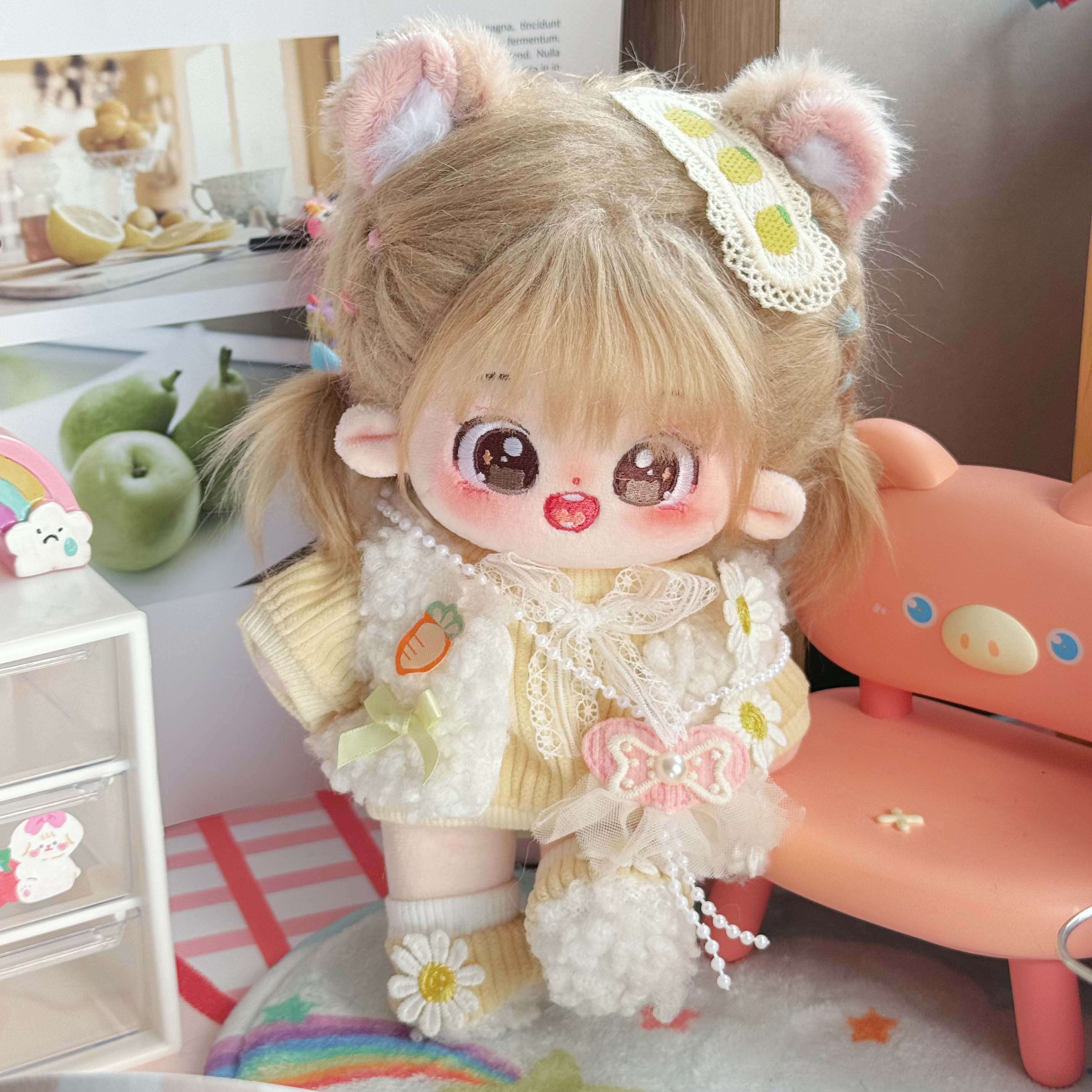 【球球】正版20cm棉花娃娃女可爱公仔可换装玩偶带骨架衣服新年礼物