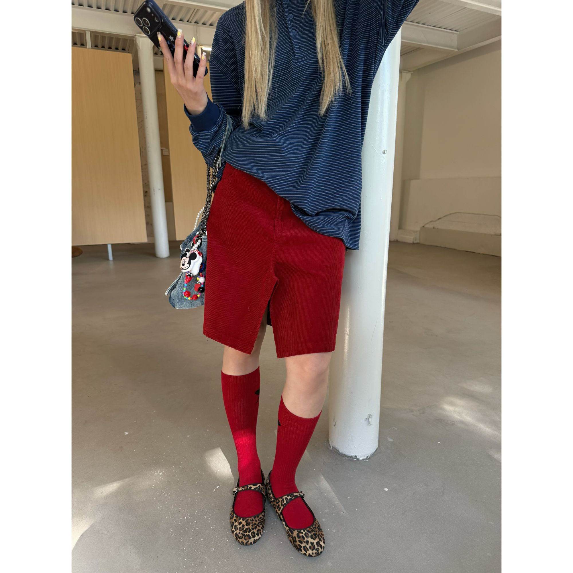 HELLOTANGO《圣诞市集》秋冬复古灯芯绒显瘦半身裙850150-1#