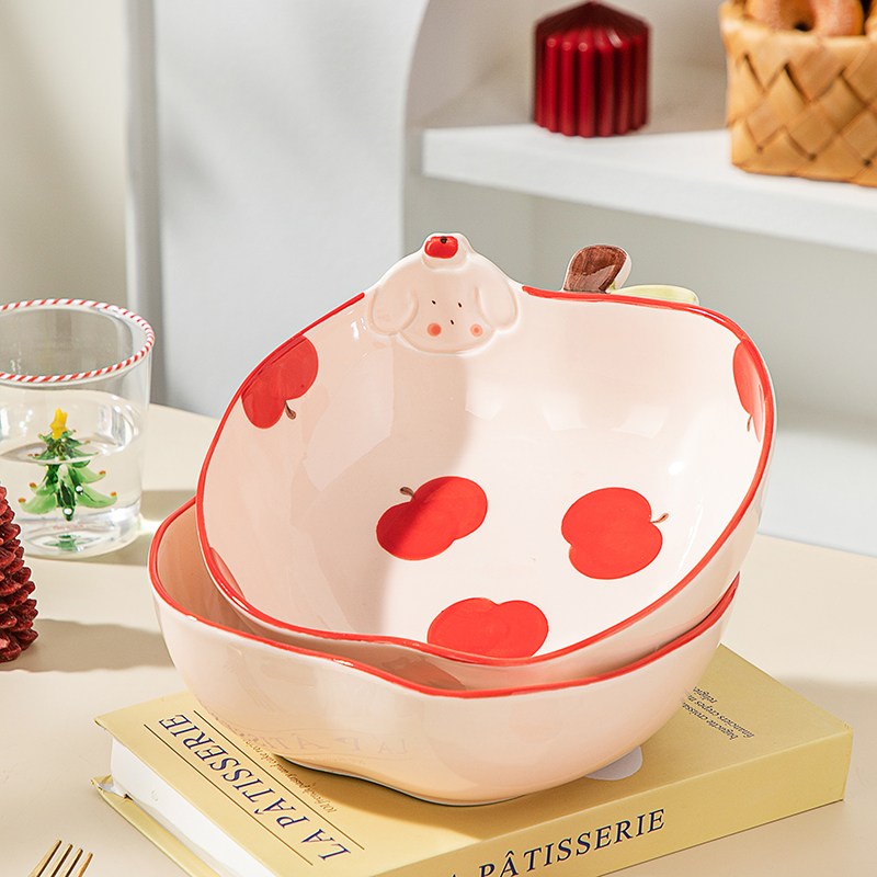 【苹苹安安】苹果餐具陶瓷汤碗面碗螺蛳粉碗手绘高颜值釉下彩泡面碗