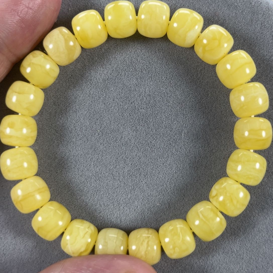 蜜蜡手串未镶嵌纯天然俄料白花虎皮