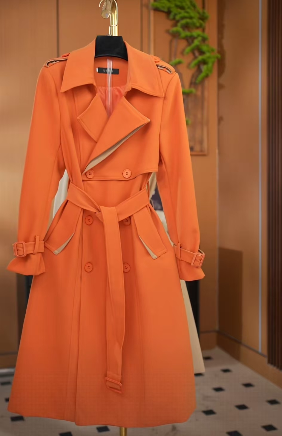 长款风衣秋季系带风衣轻奢纯色网红春季秋季中长款