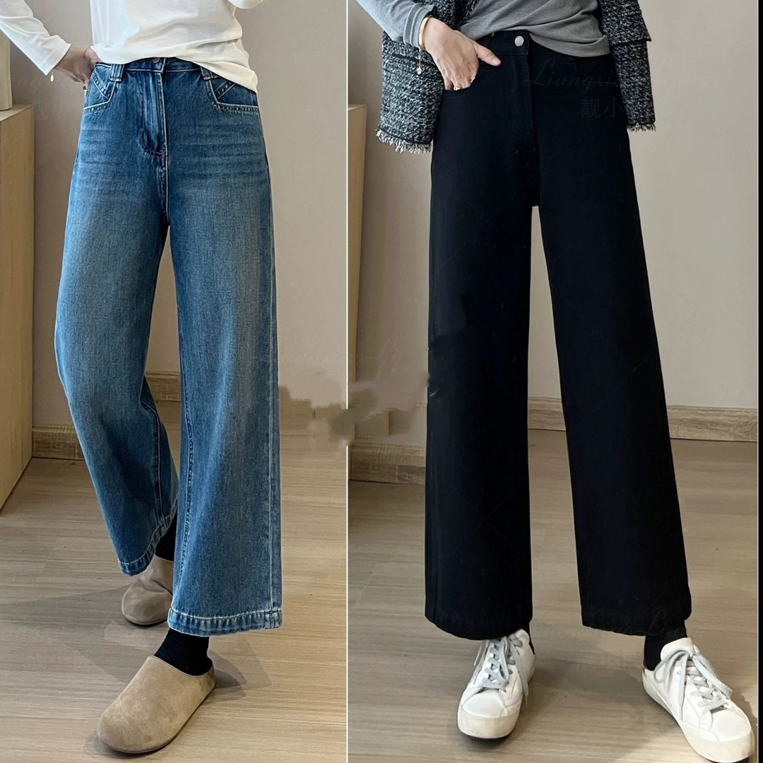 福利价！秋冬款宽松阔腿牛仔裤女小个子高腰显瘦八分九分裤奶奶裤