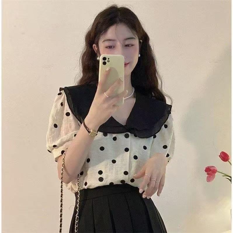 大翻领衬衫设计感小众荷叶边小衫