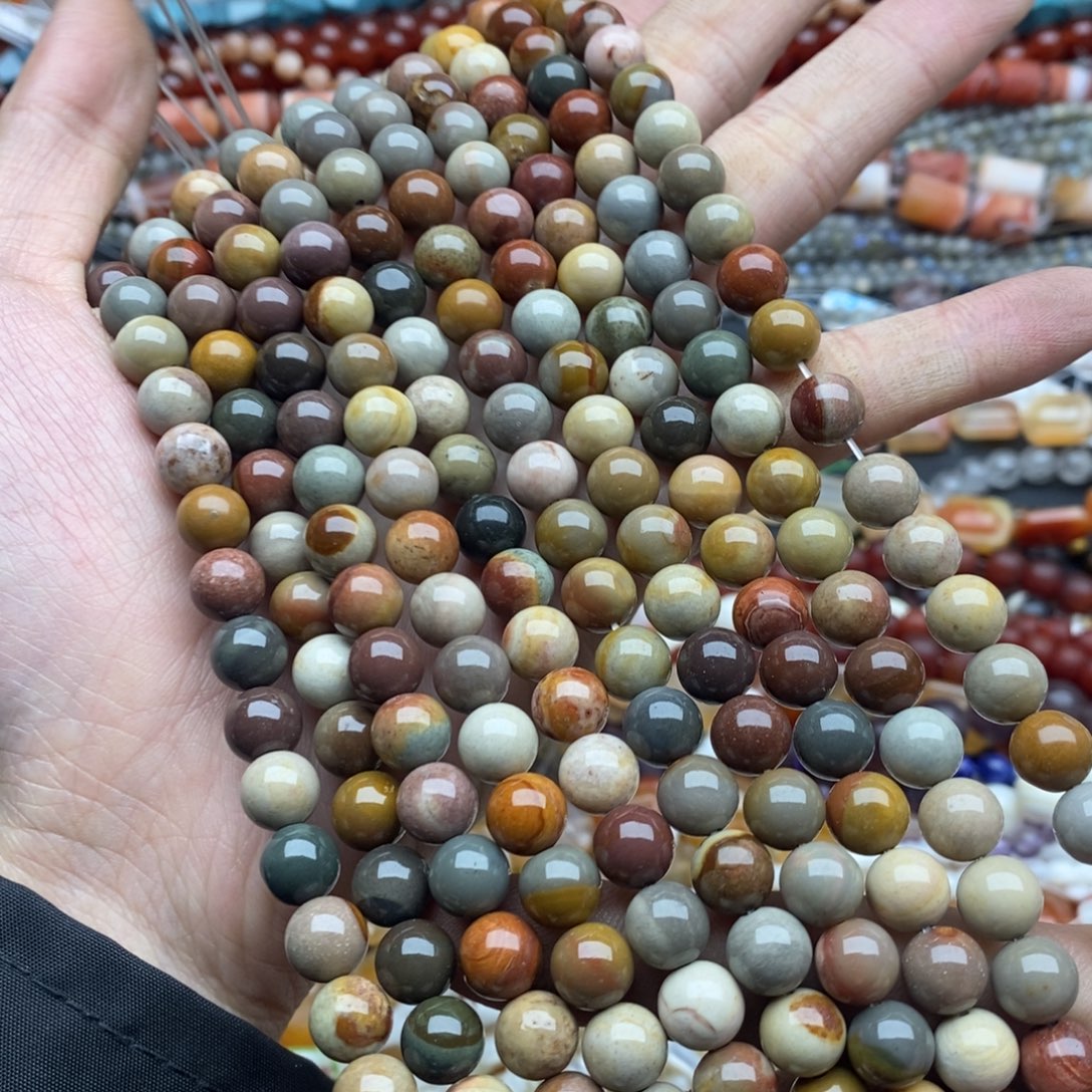 玛瑙/玉髓未镶嵌珠宝半成品一条纯天然8mm阿拉善圆珠