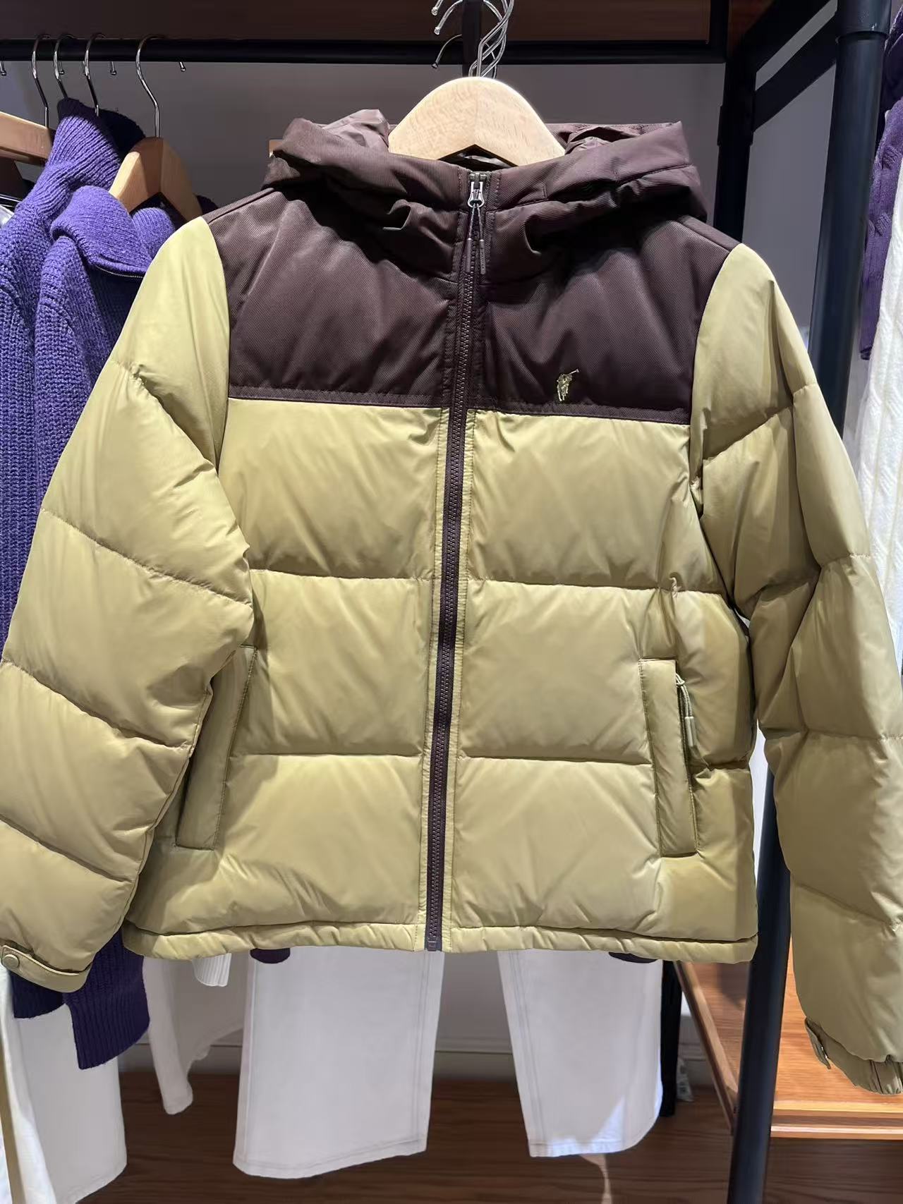 POLOWALK25年冬季新款女式拼接撞色羽绒服短款