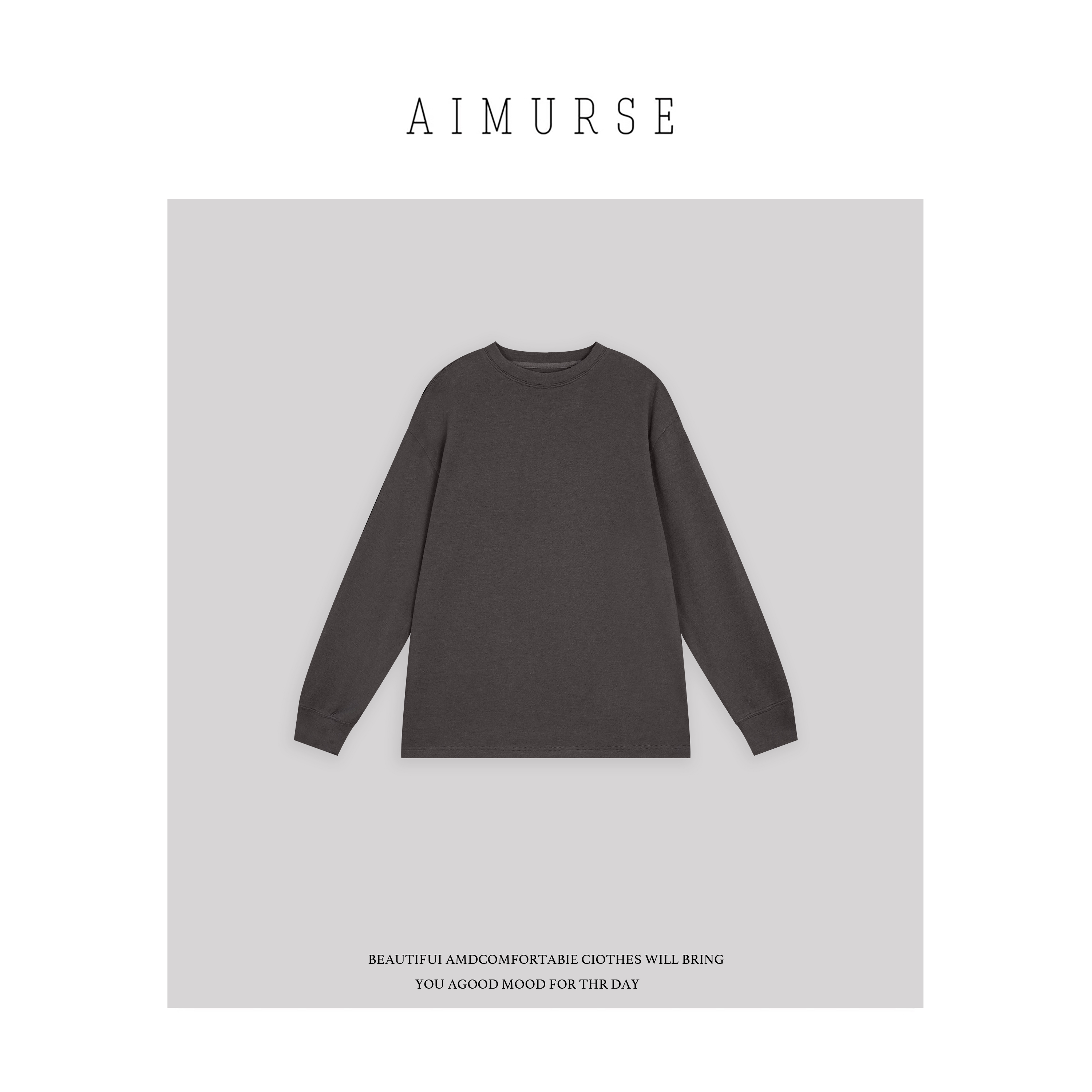 AIMURSE【百搭属性】小众设计师 宽松简约冬季百搭休闲T恤 AM70211
