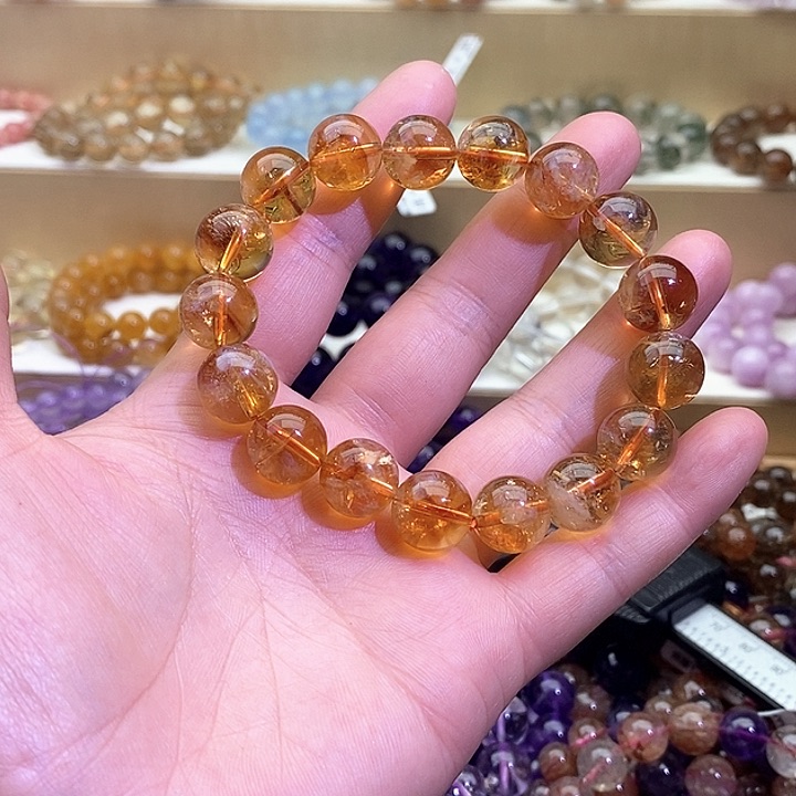 水晶手链未镶嵌巴西黄塔晶12+