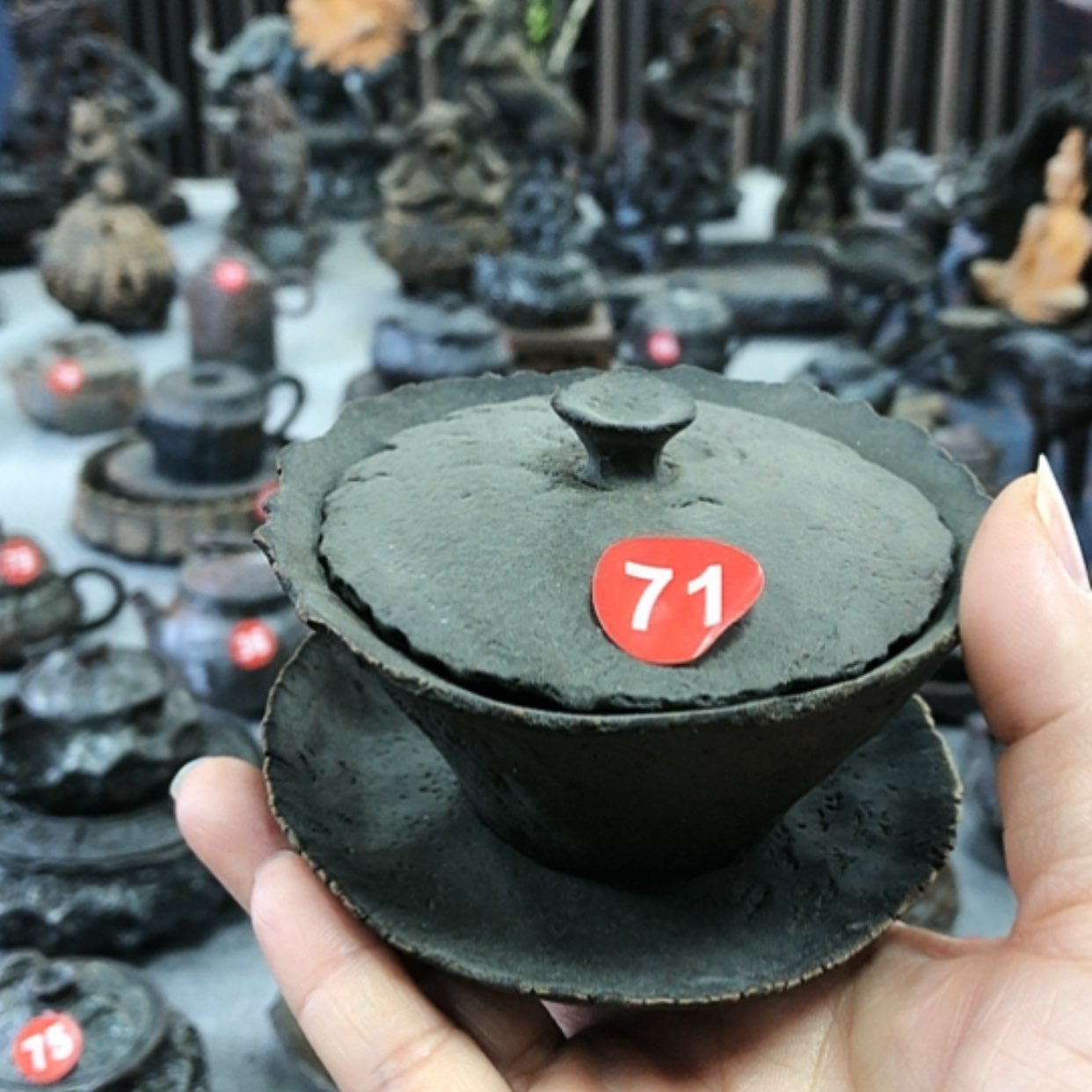 【闪购商品】杯福利盖碗全手捏柴烧茶器