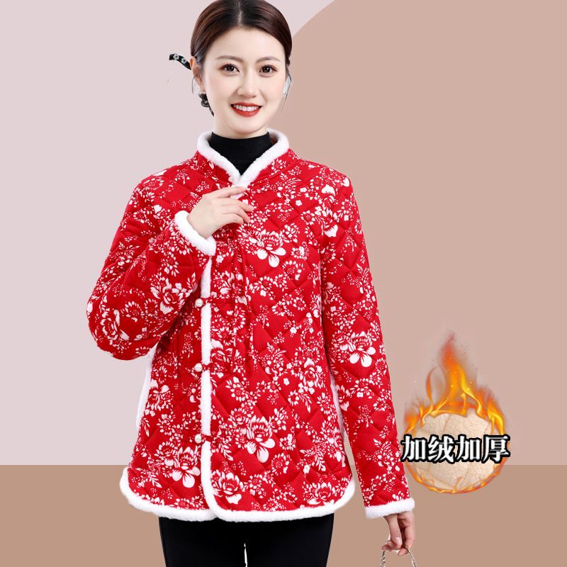 女款妈妈装加厚保暖棉服冬季新款小棉女洋气减龄休闲加绒棉衣外套