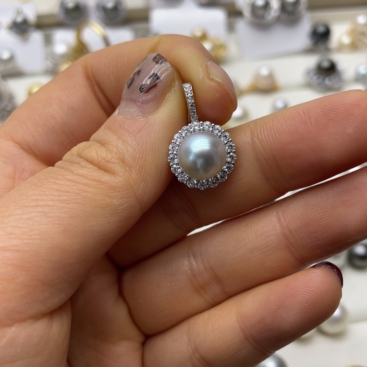 海水珍珠吊坠(不含链)银S925镶嵌