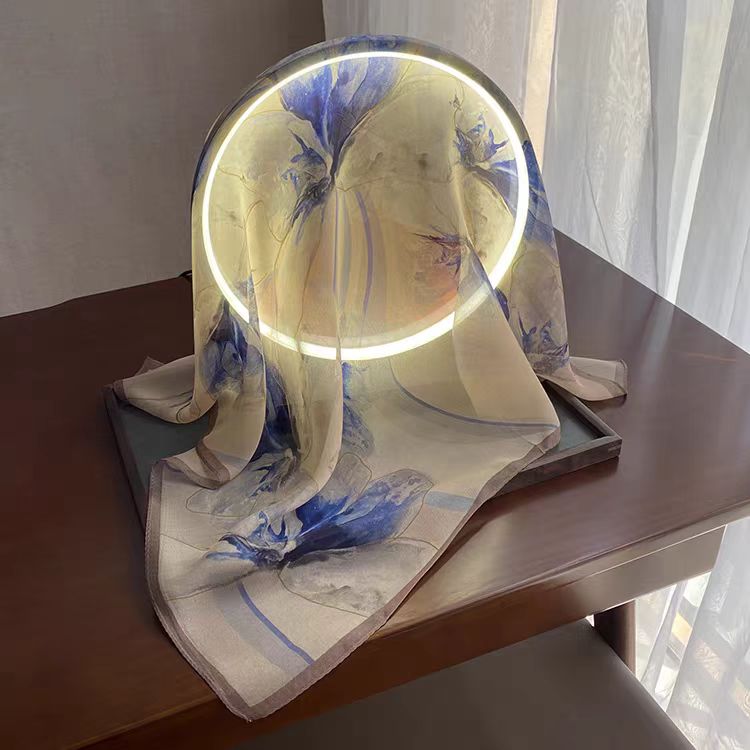 宫丽65x65cm6A纯100桑蚕丝春夏薯莨纱时尚方巾SL82