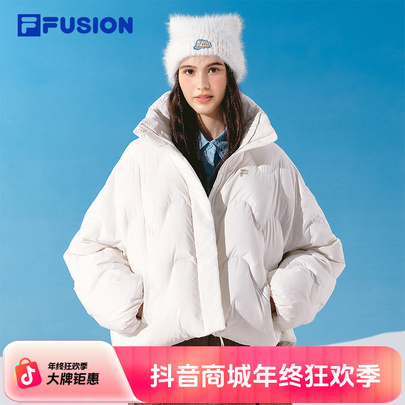 FILA FUSION斐乐潮牌女款羽绒服2025冬季新款面包服多彩保暖外套