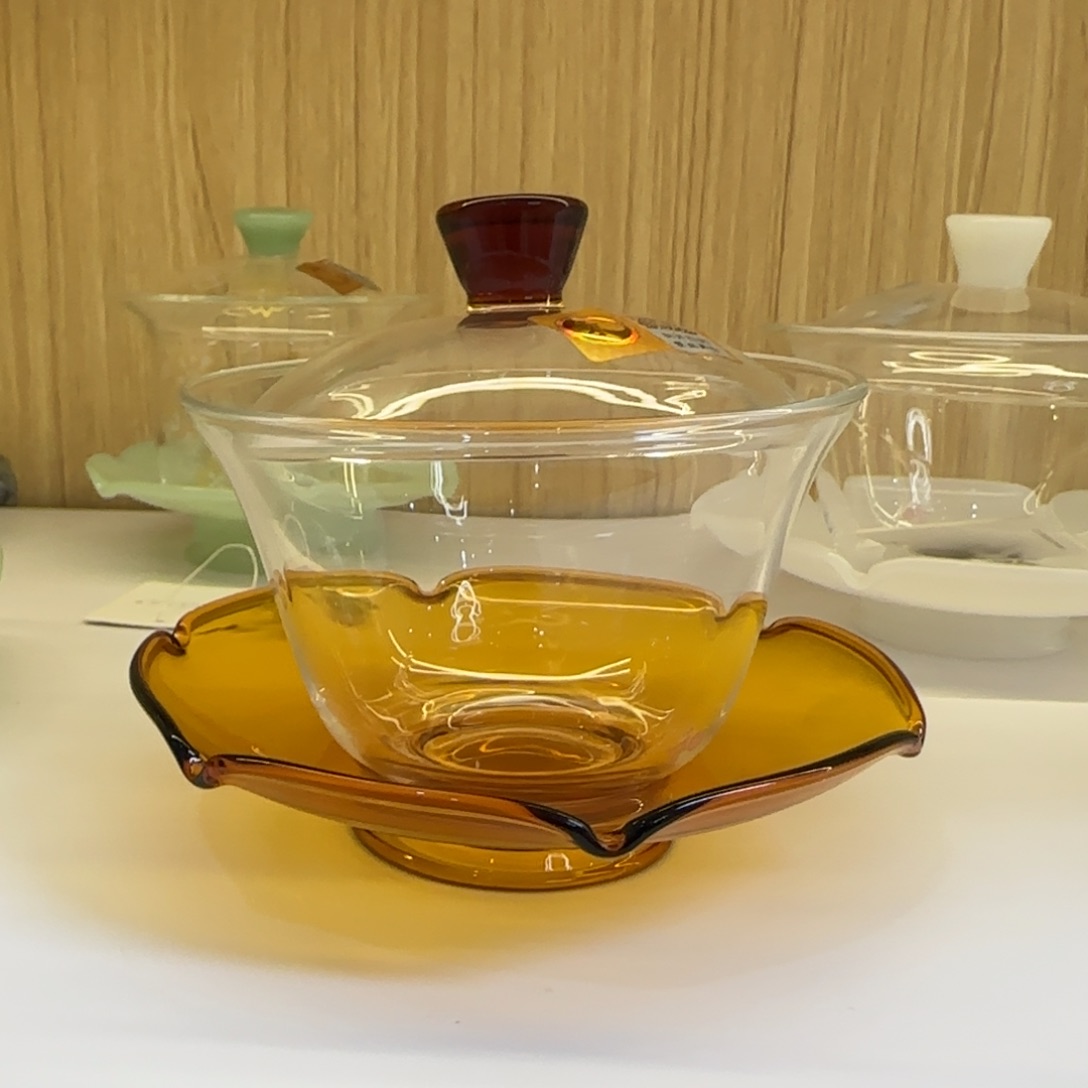 禾器荷叶盖碗琥珀色