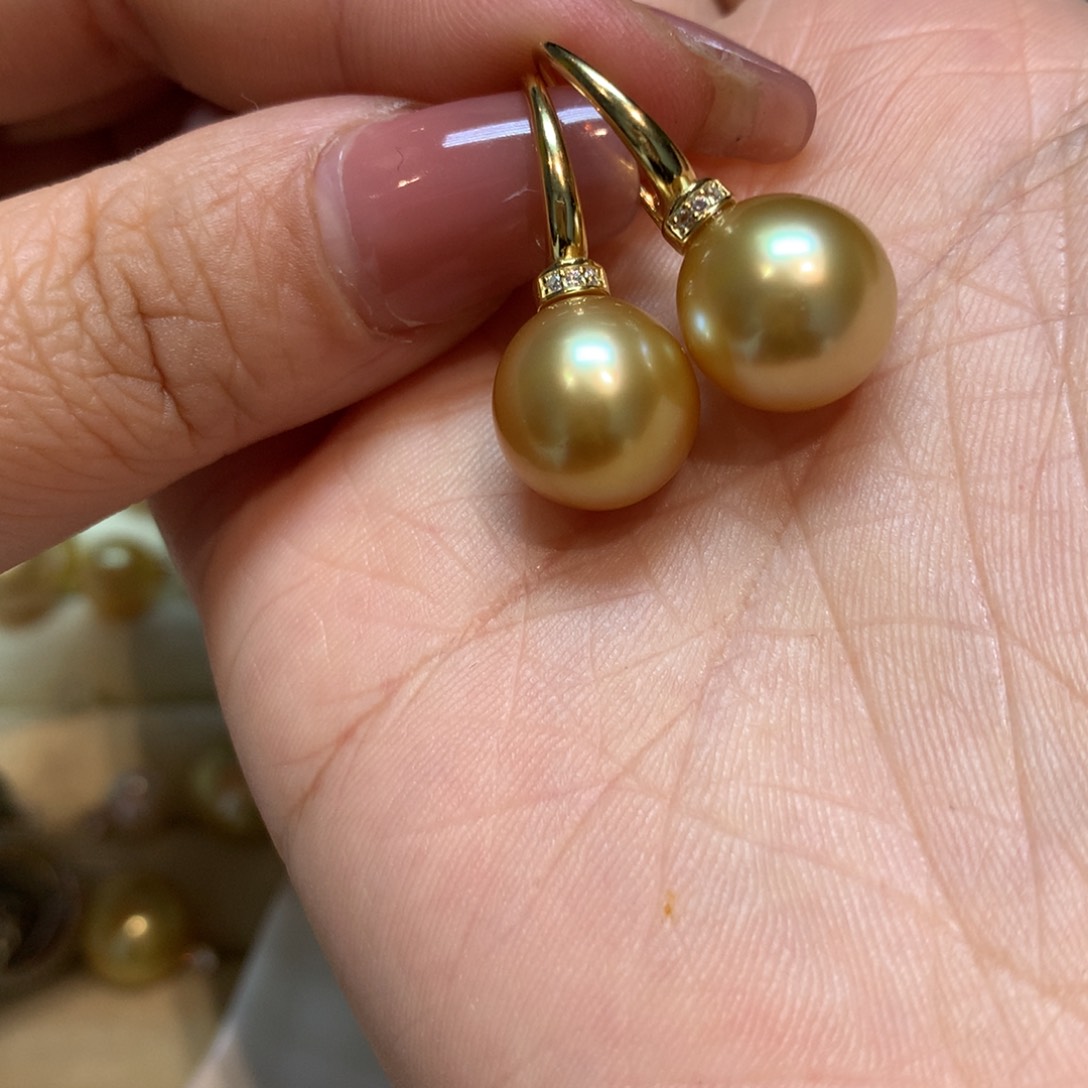 海水珍珠耳饰银S925镶嵌