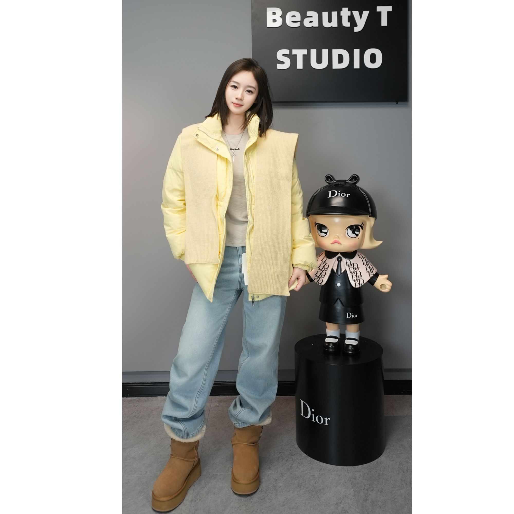 韩2025冬季新款糖果色披肩羽绒服长款