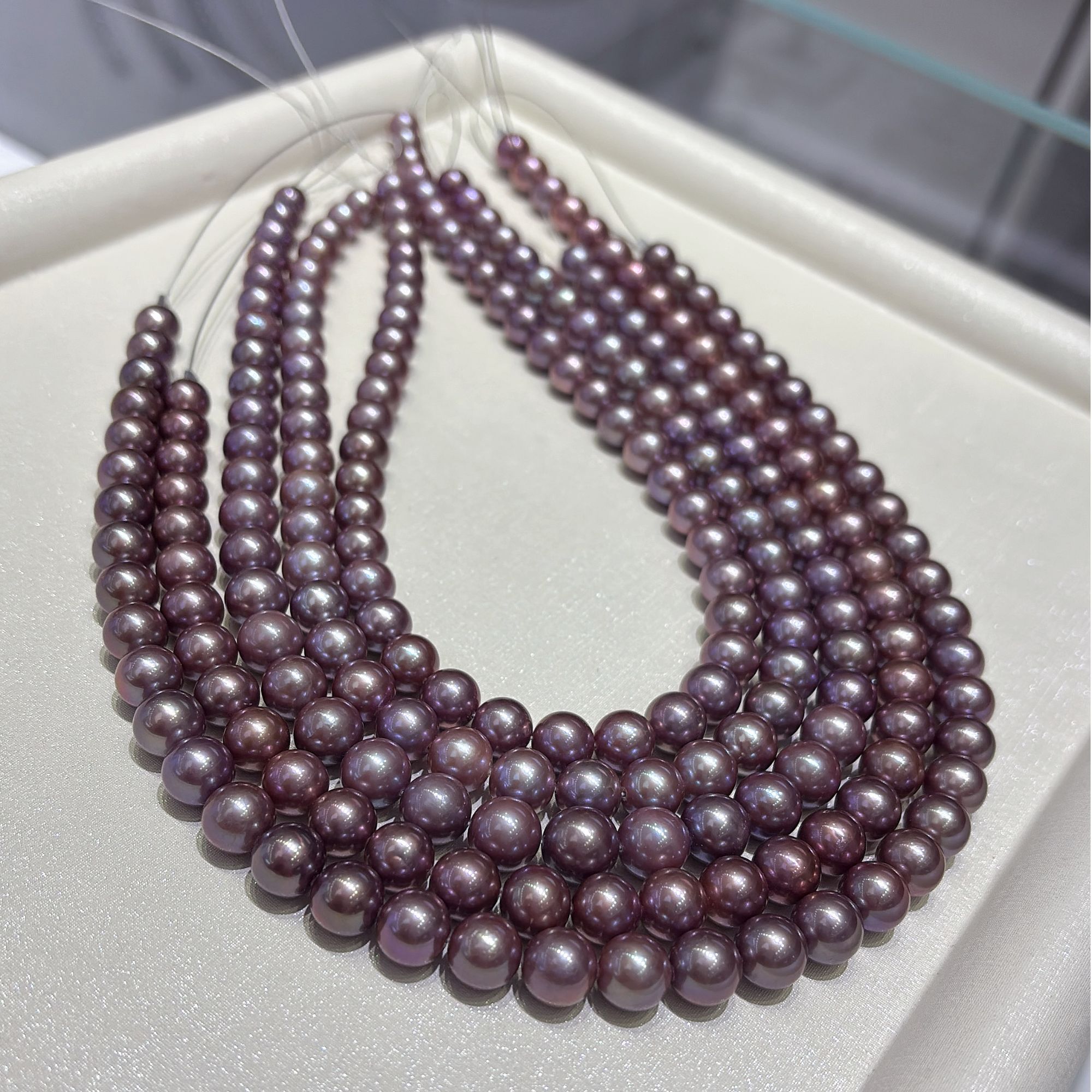 【毕业级帝王紫】8-10mm淡水珍珠紫色满串项链-多样性发一