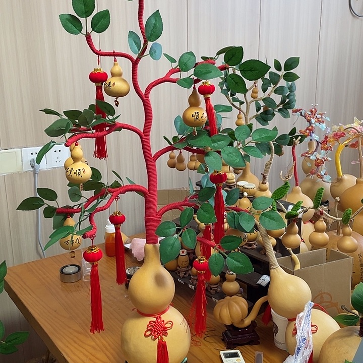 用***9有机玻璃葫芦发财树一个红色不带字的