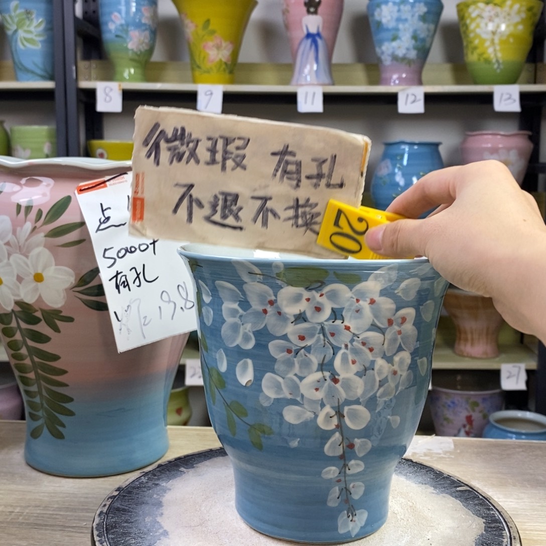 景德镇手工手绘陶瓷花盆