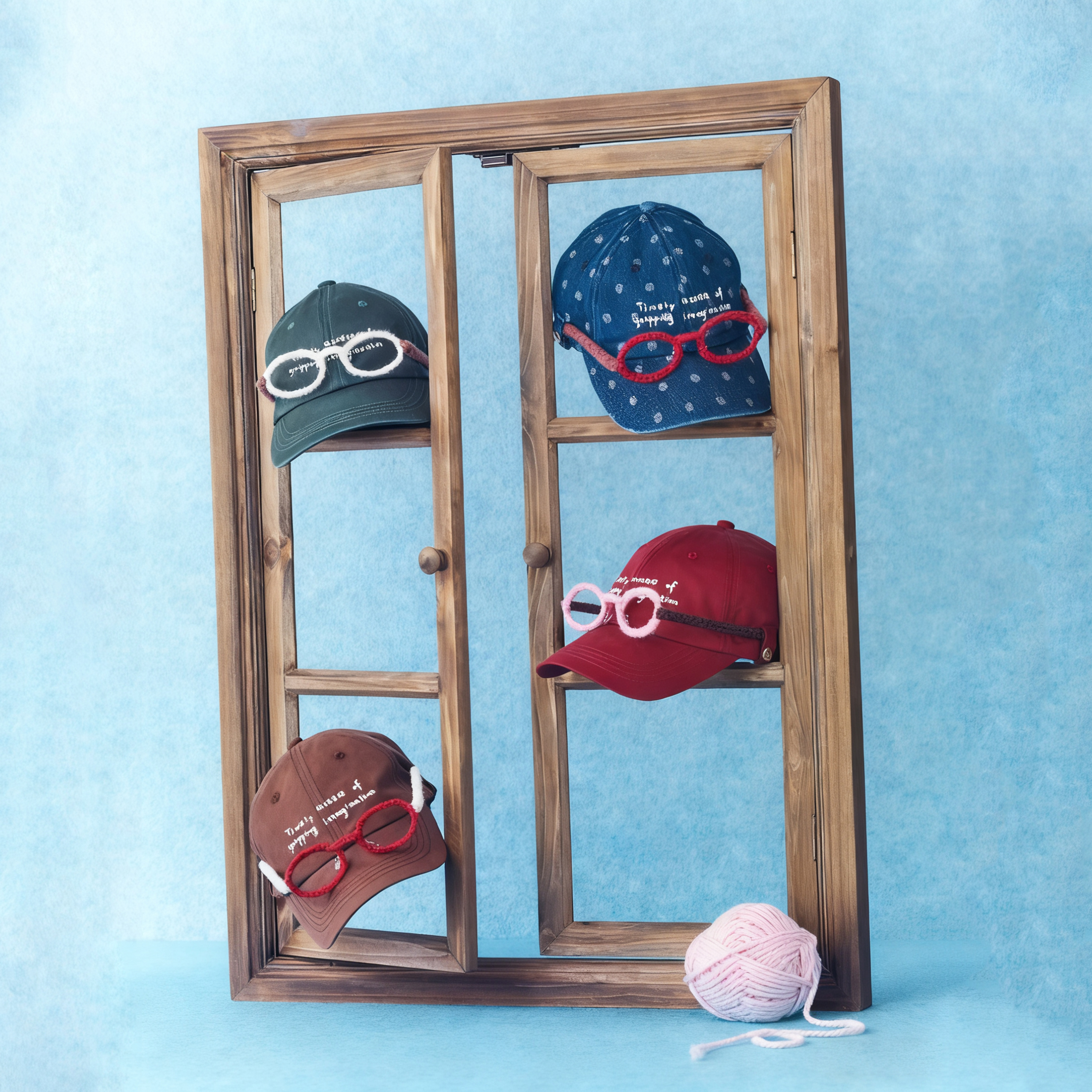 Tagi.《眼镜棒球帽》毛线手工钩针眼镜框可拆卸棒球帽鸭舌帽