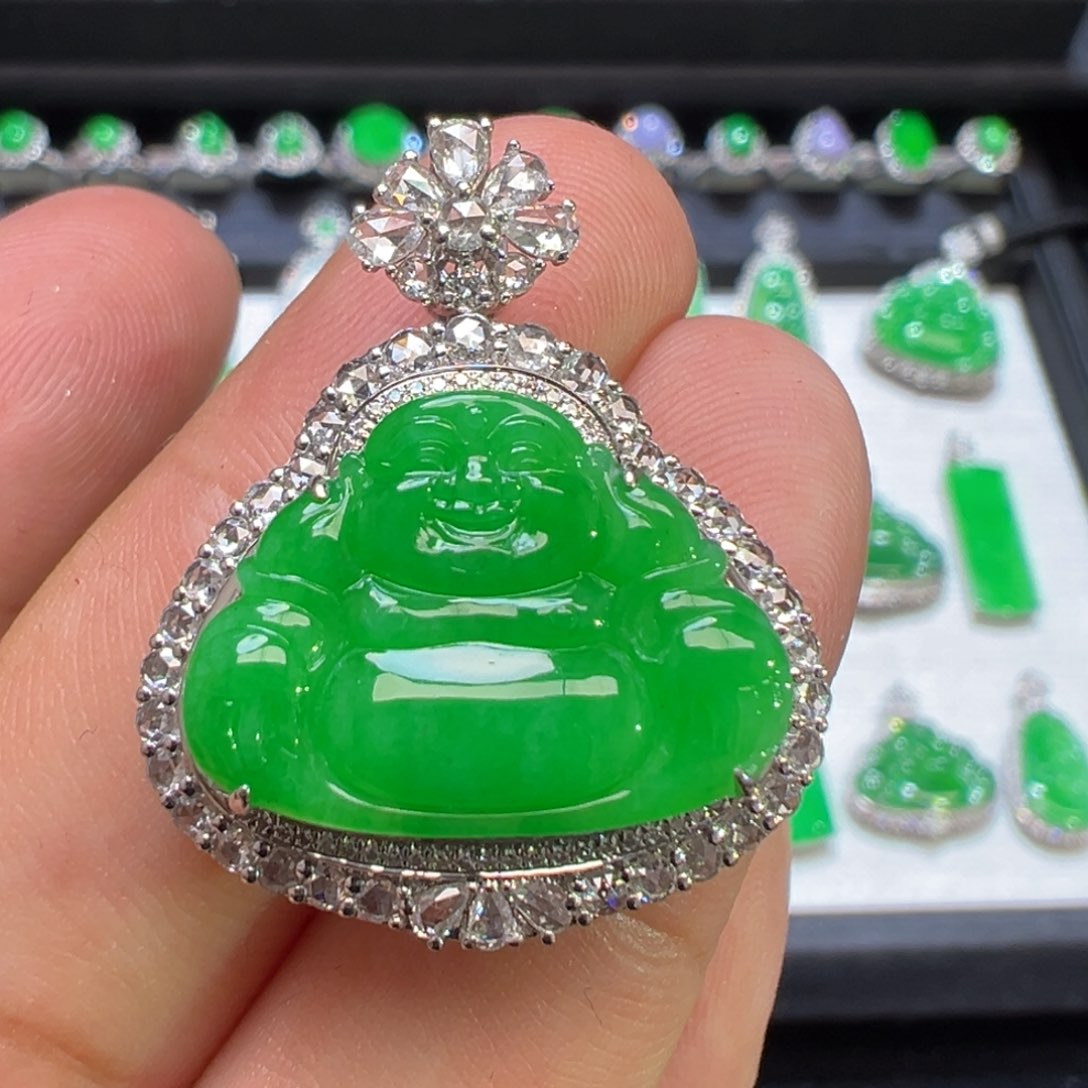 翡翠颈饰18K金镶嵌收货48小时鉴赏期