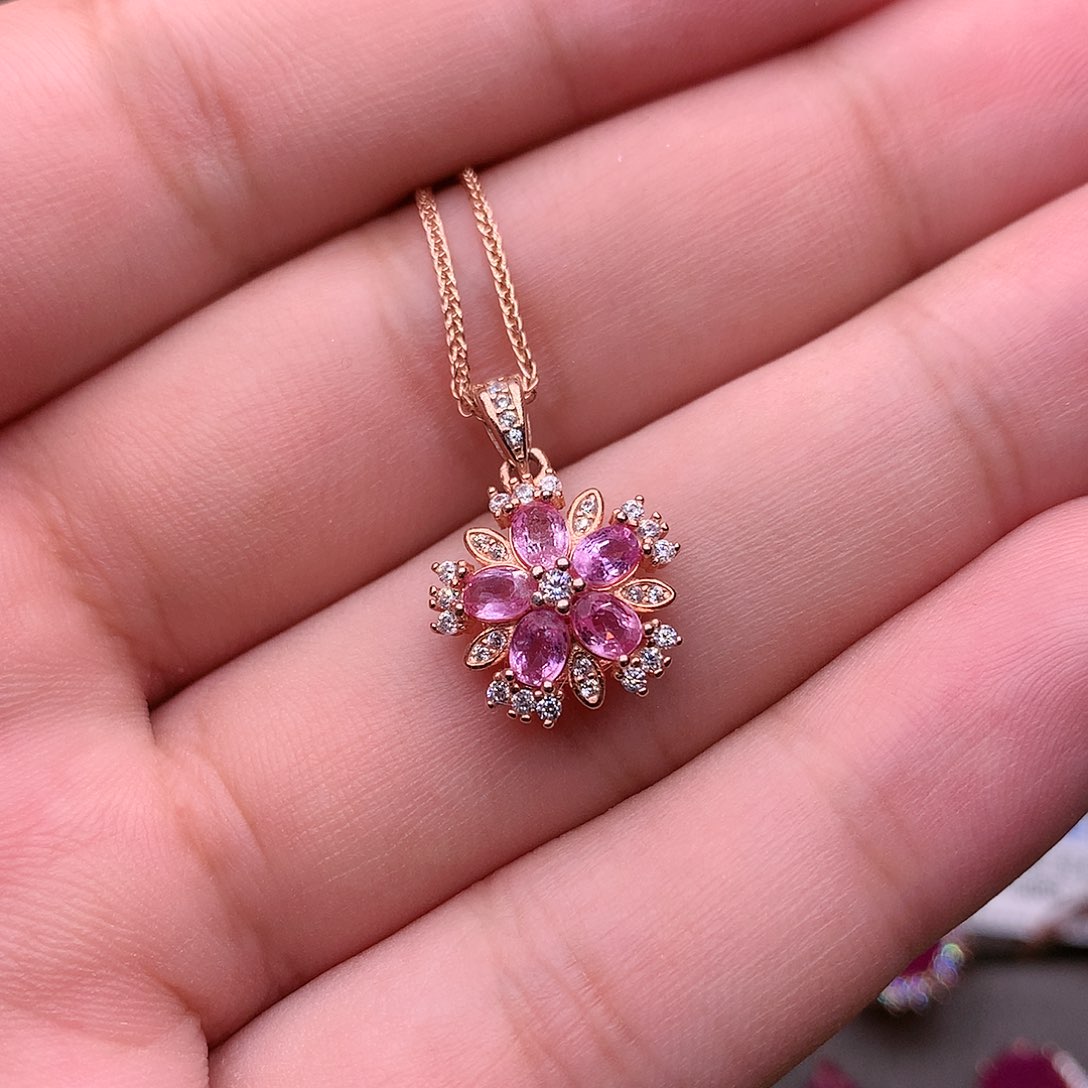 蓝宝石颈饰银S925镶嵌