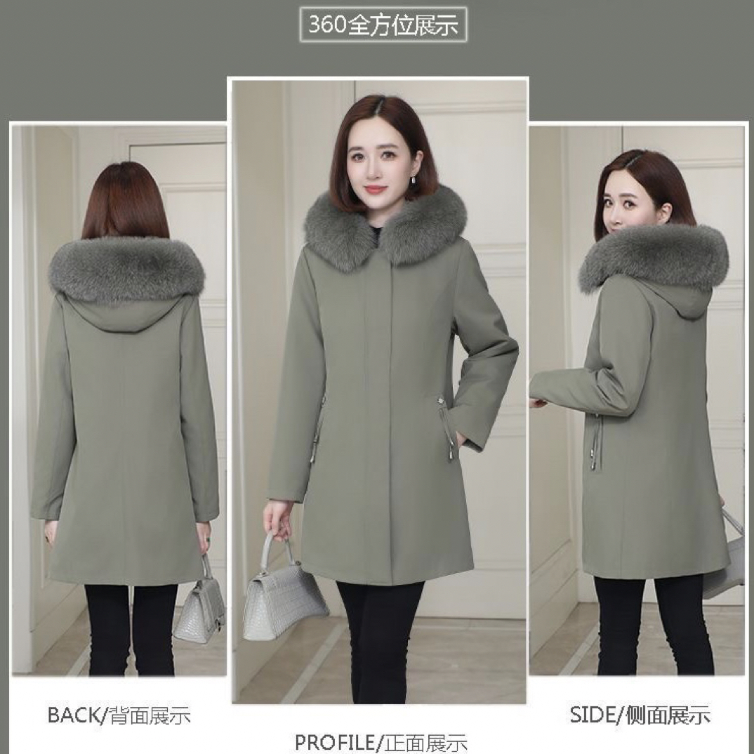 2025新款雪钻羽绒兔毛皮毛一体袖加毛女款加厚皮草派克服外套