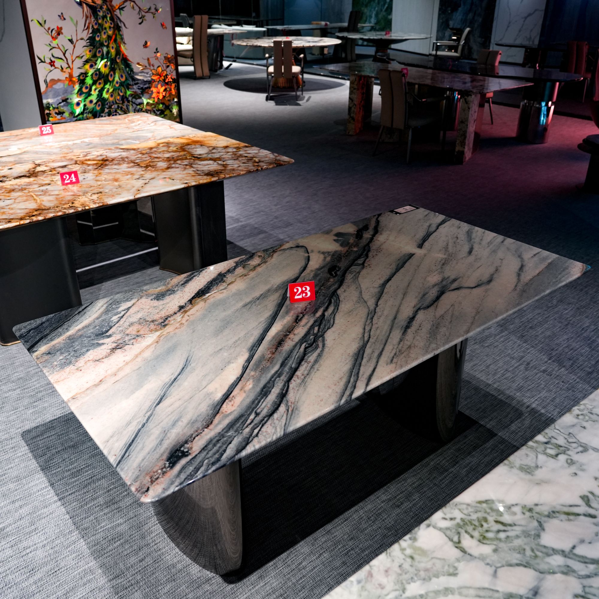 紫檀印象天然奢石餐桌轻奢（不含桌腿）