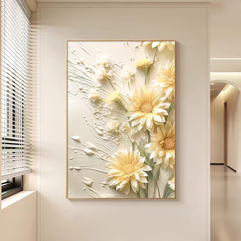 奶油风客厅装饰画沙发背景墙挂画立体砂岩玄关落地壁画【定制款】