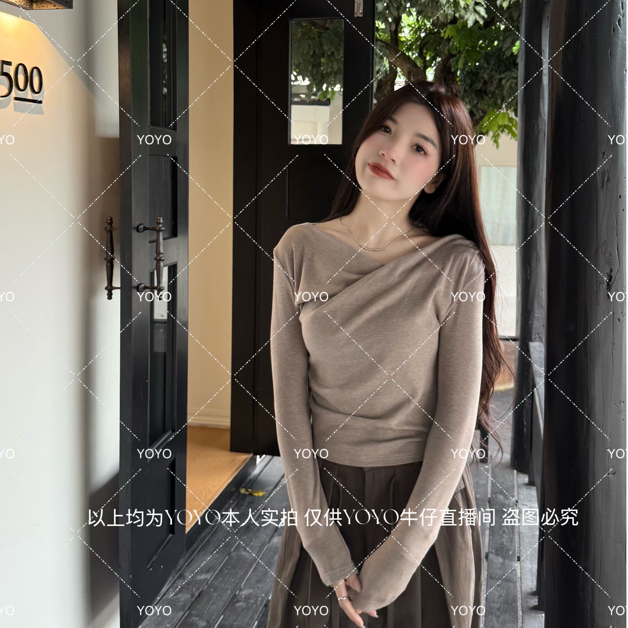 【温柔交织】秋款显瘦气质法式不规则小众设计感长袖上衣