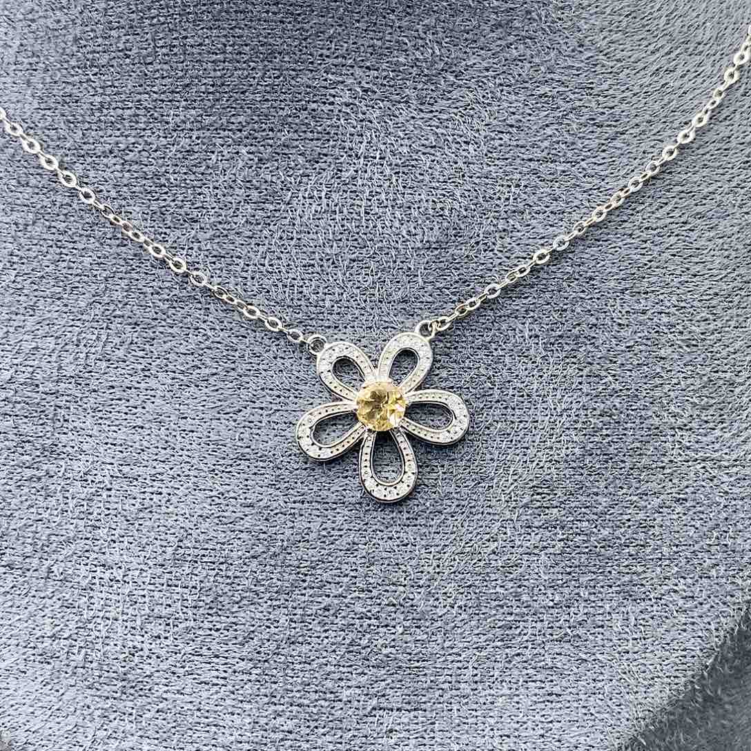 黄晶套链银S925镶嵌需要证书备注