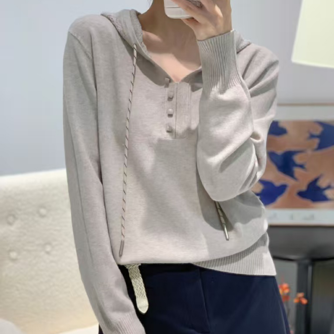 【MY】秋冬新款连帽针织上衣基础打底帽衫针织