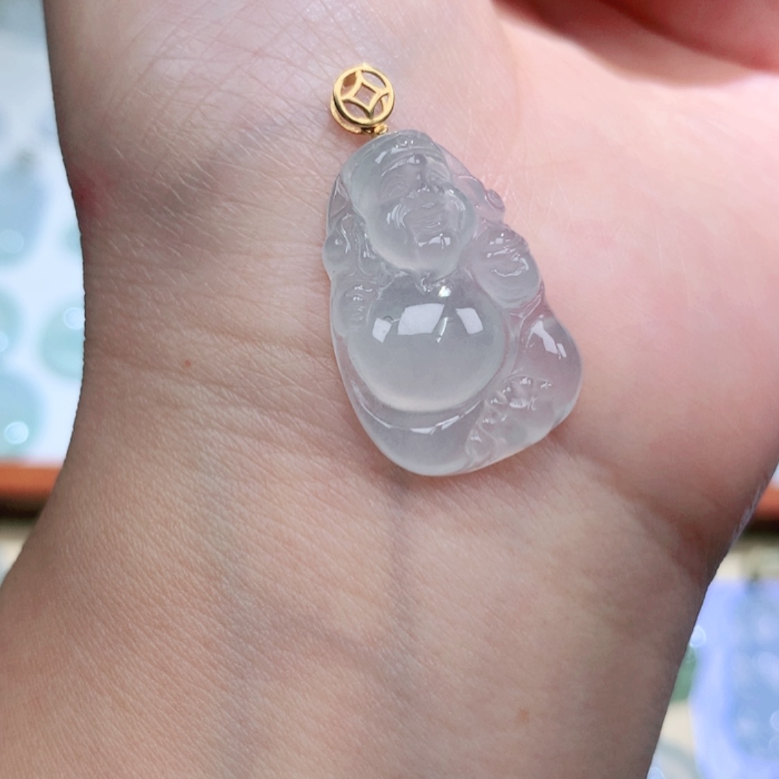 【闪购商品】翡翠颈饰18K金镶嵌财神爷