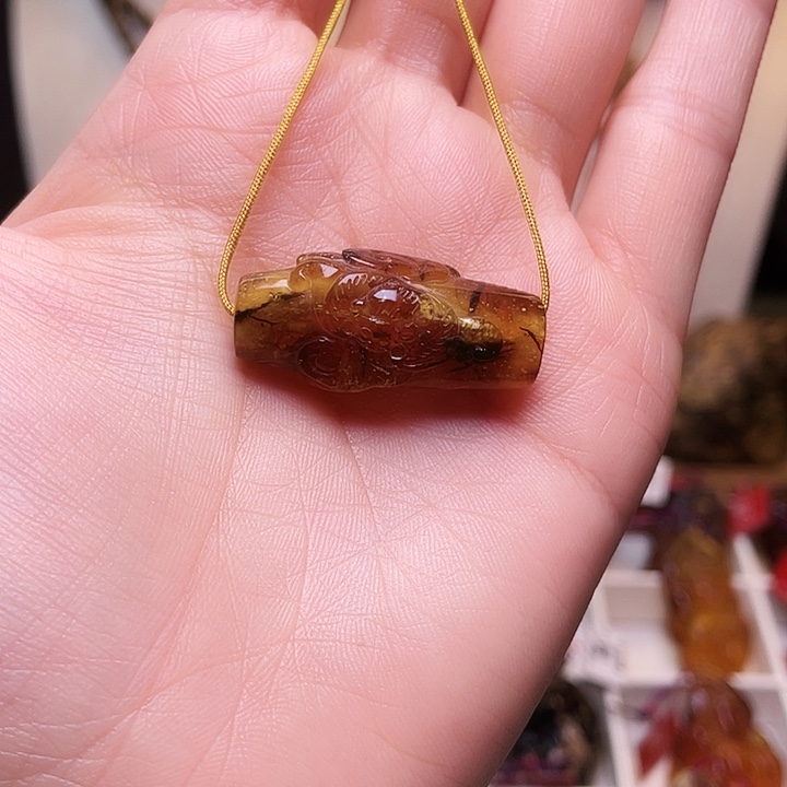 琥珀未镶嵌裸石抚顺琥珀蜜蜡烟嘴154