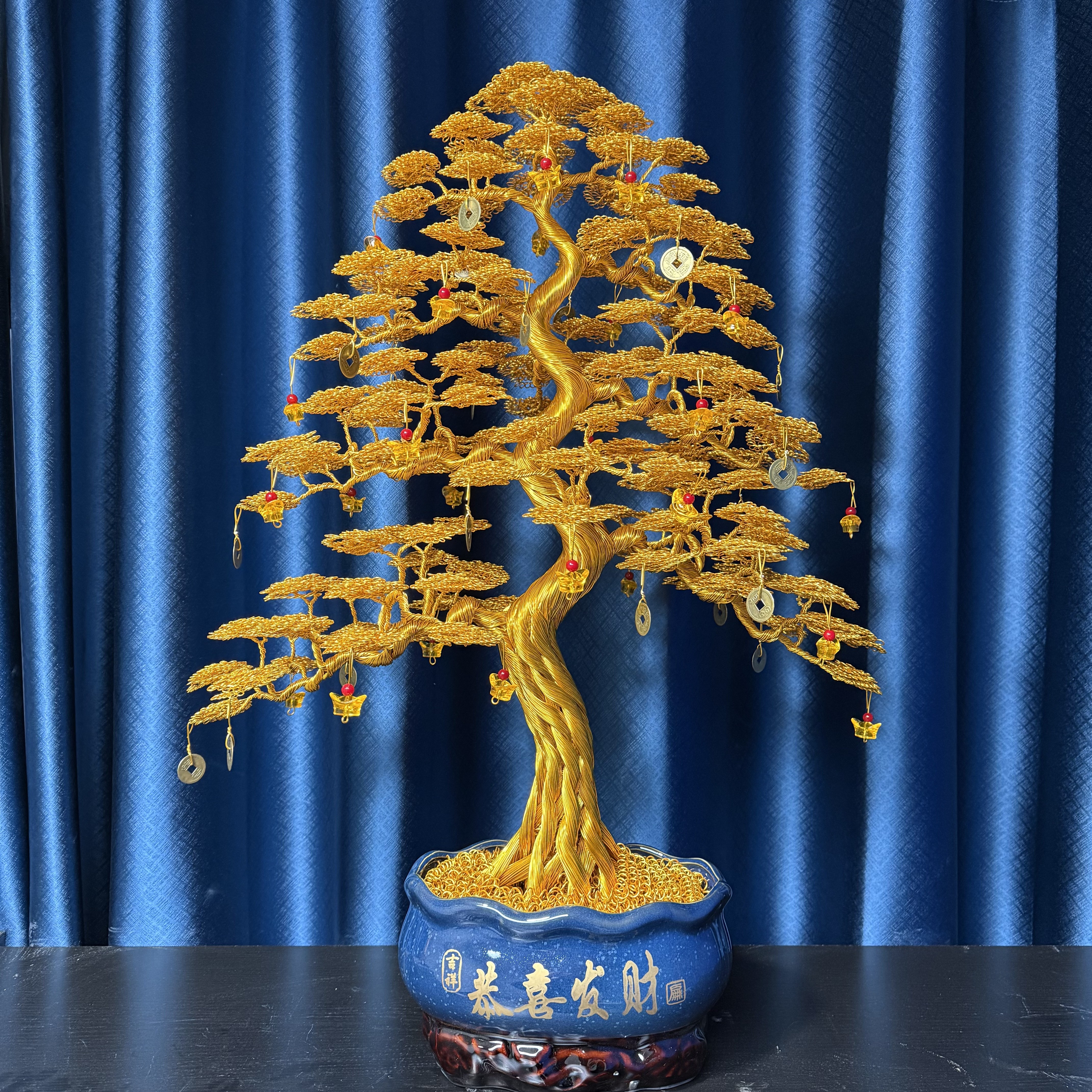 精品大号发财树75✖️56厘米乔迁开业招财纯手工摇钱树客厅玄关装饰