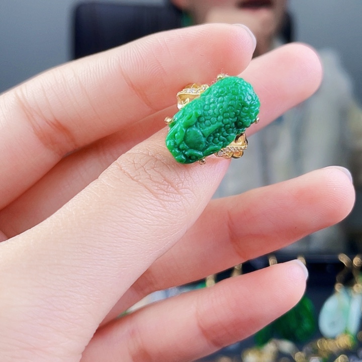 翡翠戒指银S925镶嵌饰品