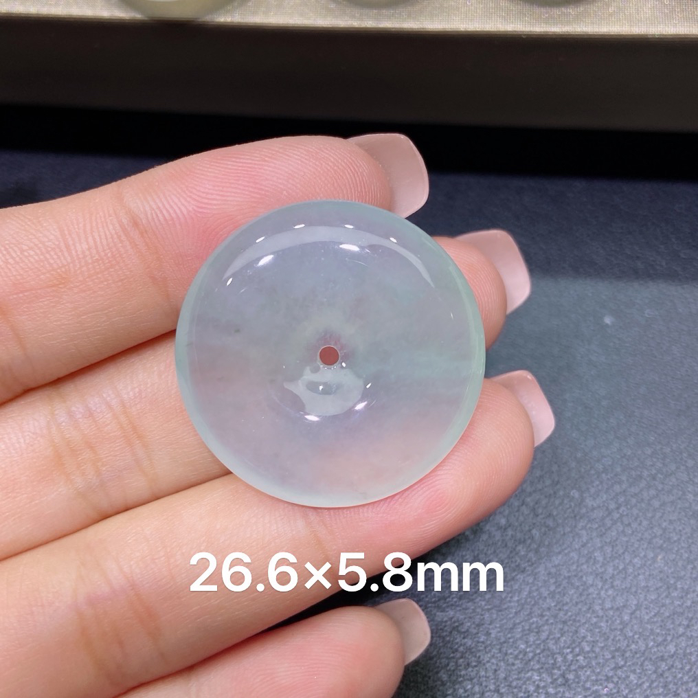 缅甸天然A货翡翠 老坑冰种晴水厚装平安扣吊坠 玉质细腻 k102