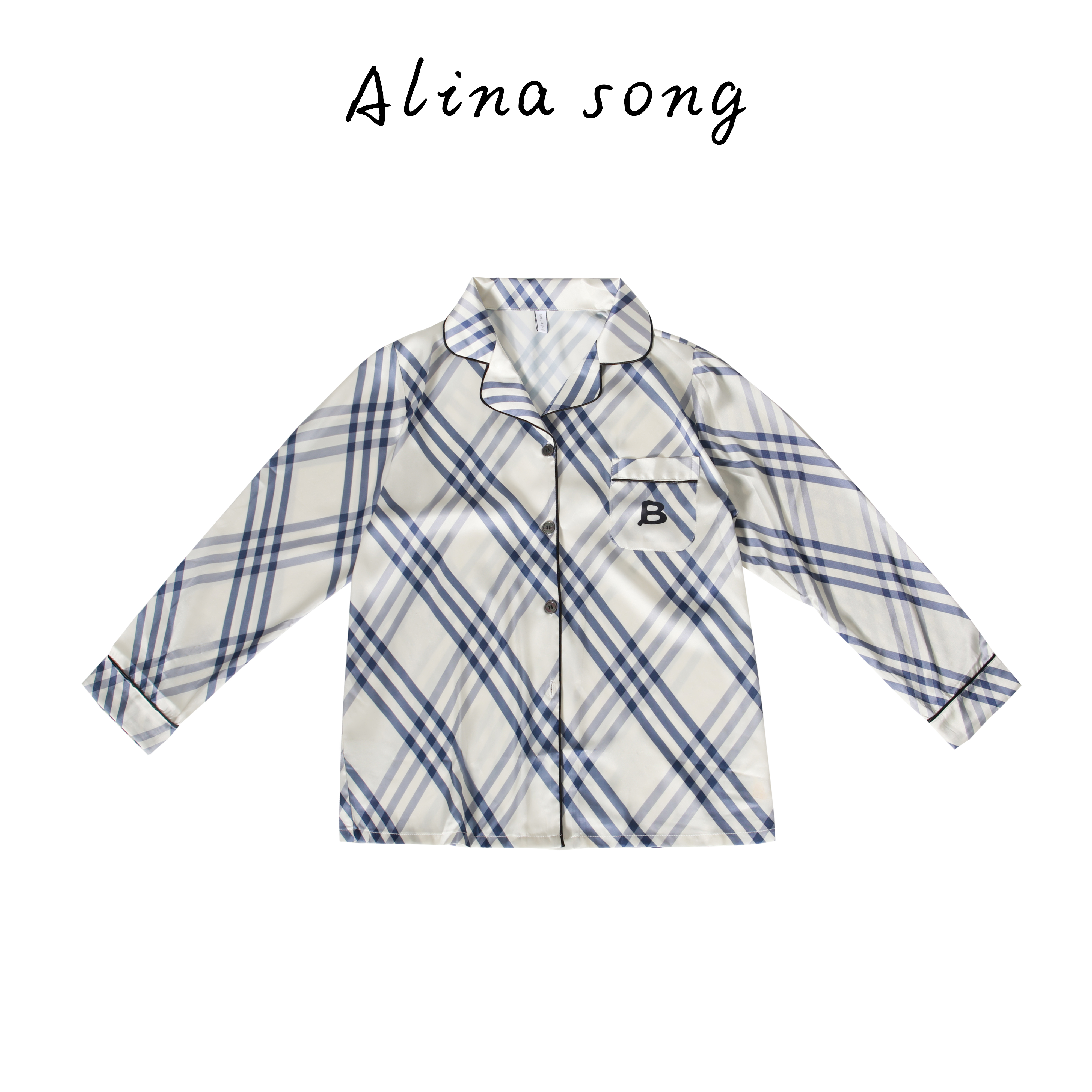 alingsong【bj】蓝色条纹睡衣套装春秋夏 s1110