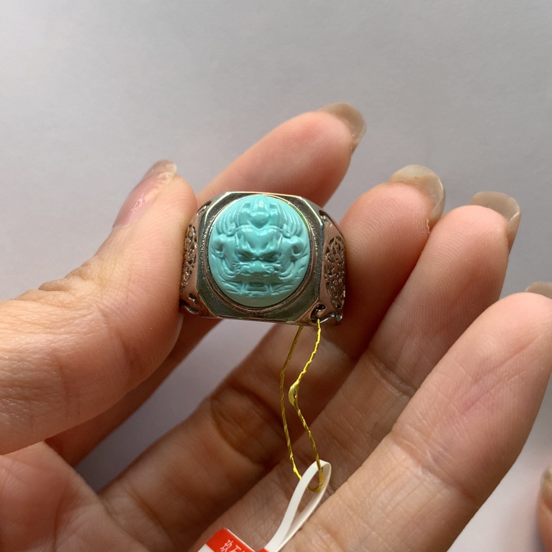 绿松石戒指银S925镶嵌