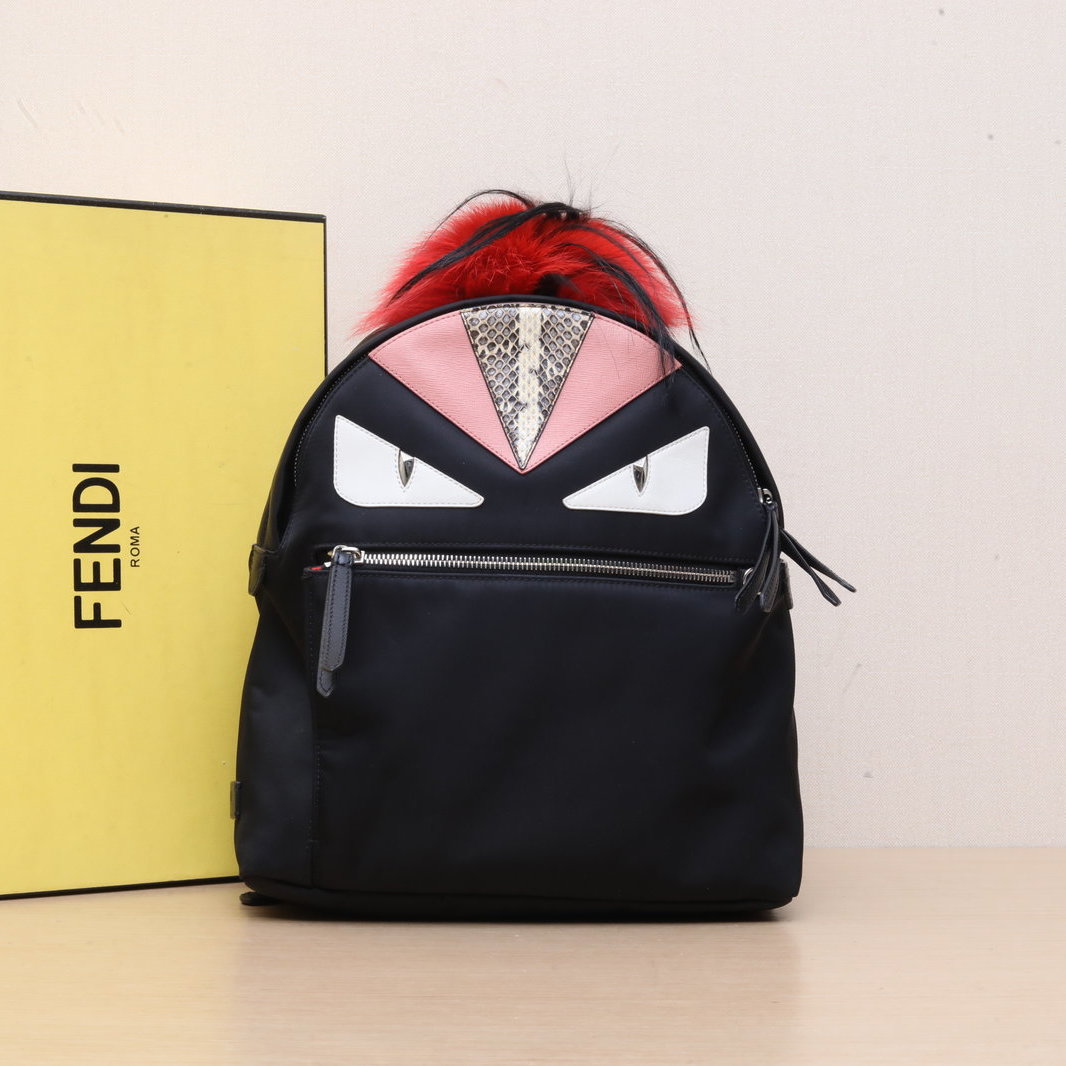 95新 FENDI/芬迪 【娇】 黑色 皮革C 蛇皮 尼龙 芬迪 399517