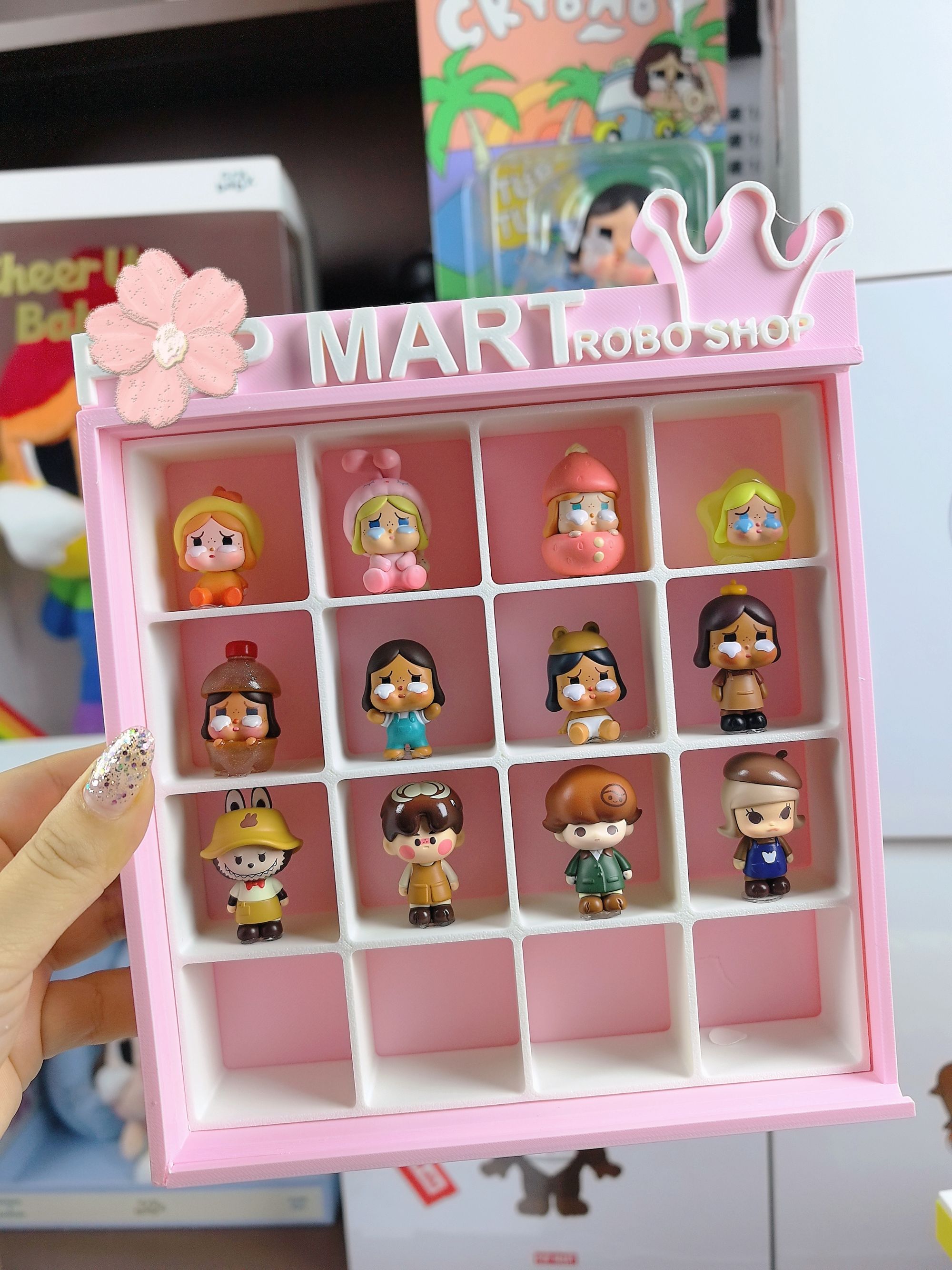 萌粒展示盒潮玩礼物摆件九宫格亚克力防尘透明创意