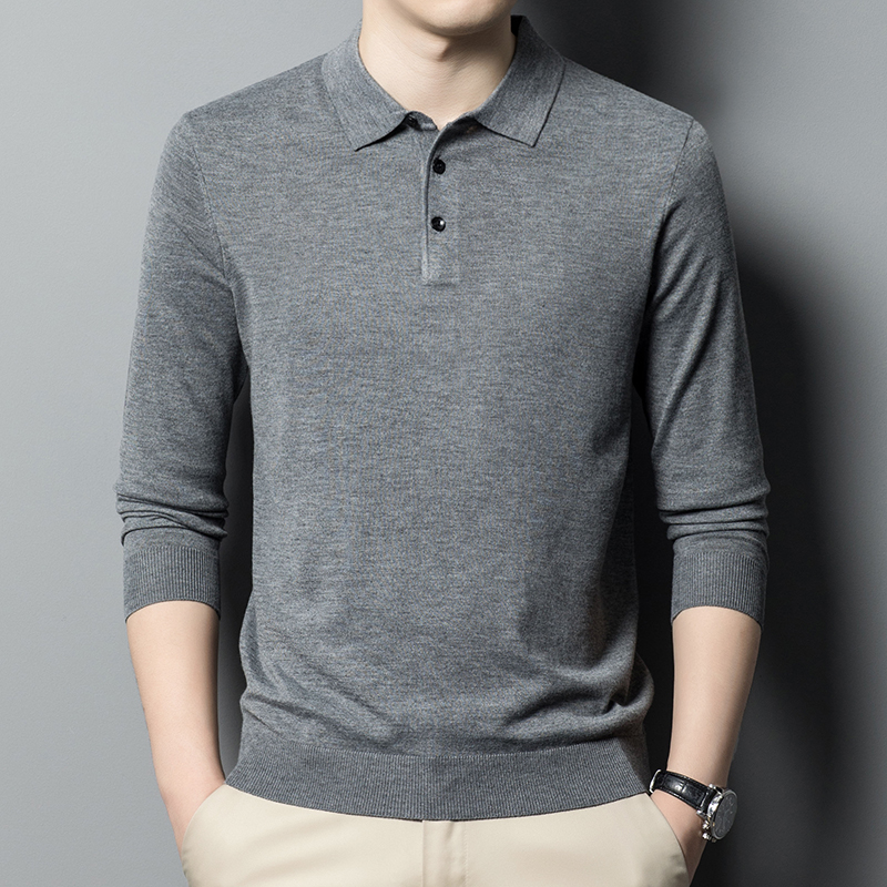轻奢气质款！新款可机洗POLO羊毛衫翻领长袖宽松百搭男装上衣
