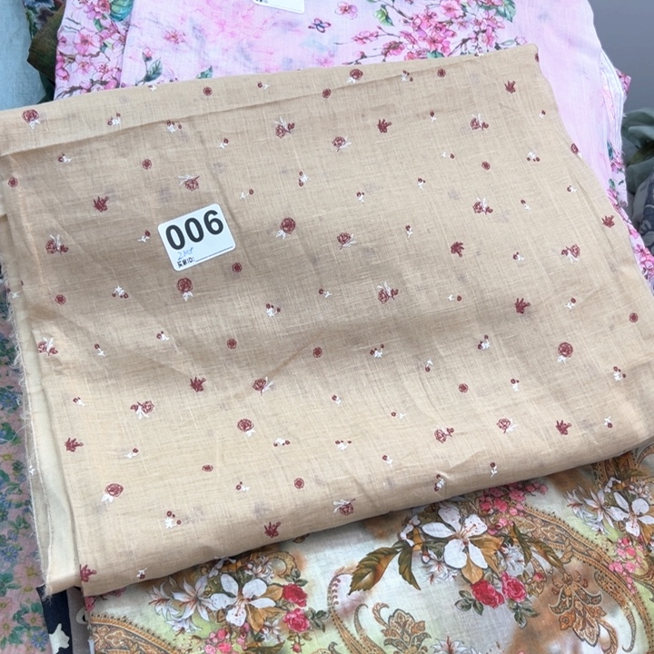 麻006纯苎麻喷胶印花2米