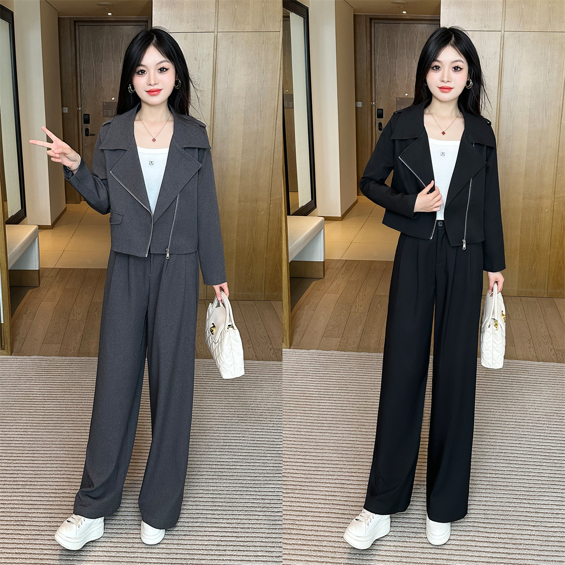 【婉星儿品牌】春新款显瘦气质洋气时尚休闲减龄女神范韩版套装