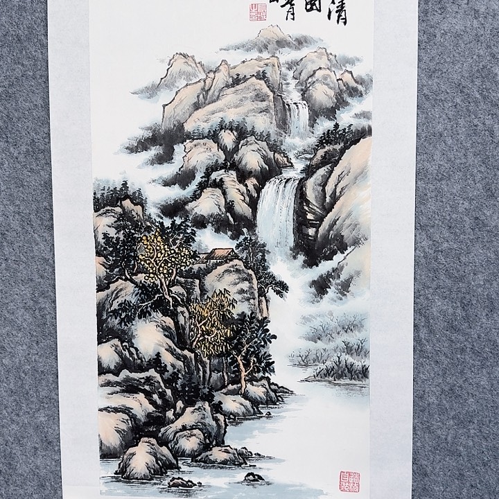 国画溪山清远图2平尺山水画