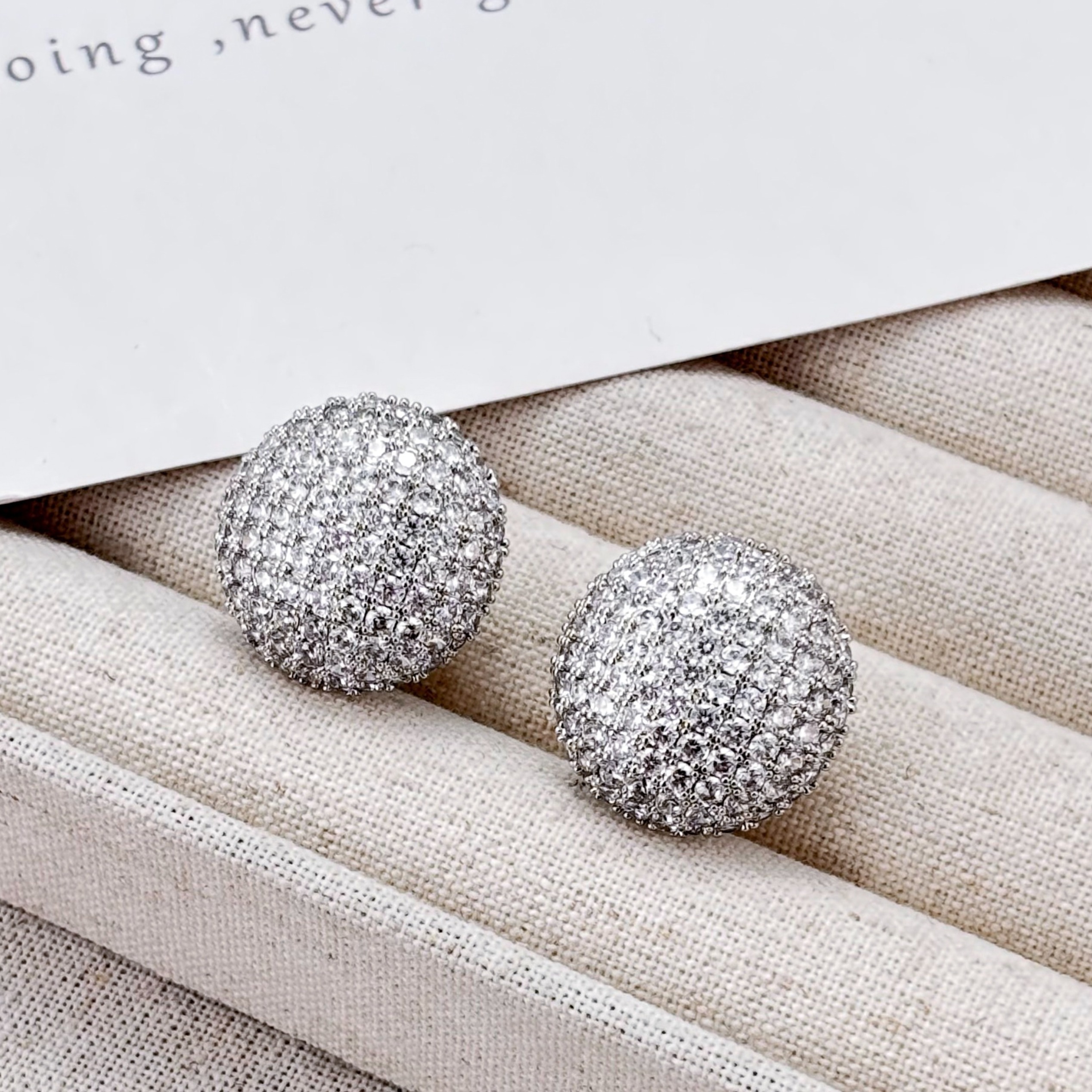 【KEFAN珂梵】气质大气椭圆镶嵌满钻耳环欧美夸张爆款超闪耳钉